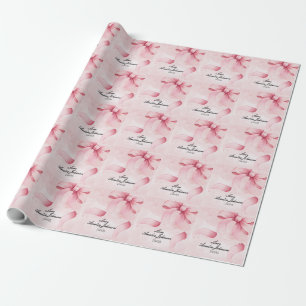 Meisje Baby shower Blush Pink Ribbon Coquette Cadeaupapier