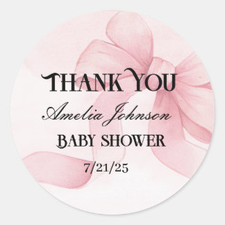 Meisje Baby shower Blush Pink Ribbon Coquette Ronde Sticker