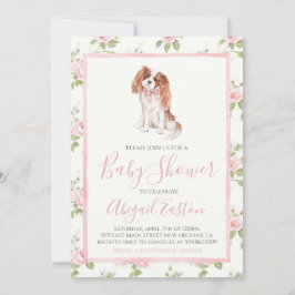 Meisje Baby shower Cavalier Puppy Dog Kaart