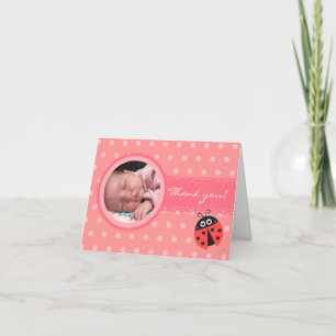 Meisje Baby Shower - Lieveheersbeestje Dankkaart Bedankkaart