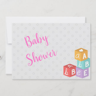 Meisje Baby shower met abc blokjes Kaart