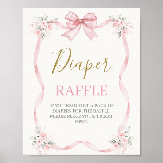 Meisje baby shower met strik poster (Voorkant)