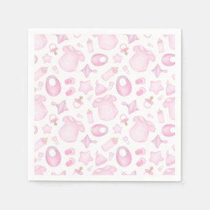 Meisje Baby Shower Papieren Servetten, Roze Baby F Servet