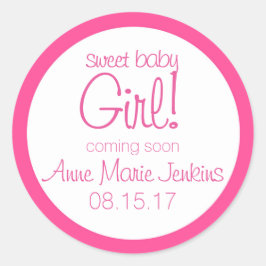 Meisje Baby shower personaliseren Custom Ronde Sticker