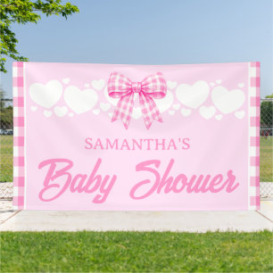 Meisje Baby Shower Roze Gingham Strik Spandoek