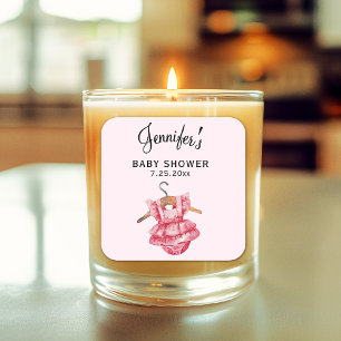Meisje Baby shower Roze Jurk 3-in Kaars Sticker