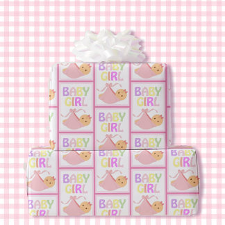 Meisje Baby shower Schattige Pastel Roze Deken Cadeaupapier