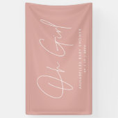 Meisje Baby shower script modern roos roze elegant Spandoek (Verticaal)