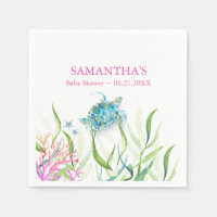 Meisje Baby shower servetten Zee schildpad