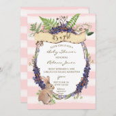 Meisje baby shower Uitnodiging Forest Rabbit Bunny (Voorkant / Achterkant)