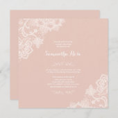 Meisje Baby shower Uitnodiging Roze kant (Voorkant / Achterkant)