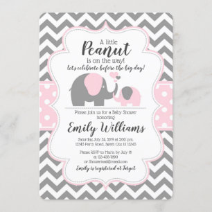 Meisje baby shower uitnodiging roze olifant thema