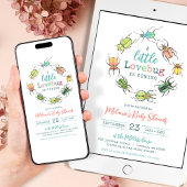 Meisje Baby shower Waterverf Little Lovebug Kaart