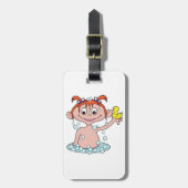Meisje Badtijd Fun met Rubber Eend en Bubbels Bagagelabel (Voorkant verticaal)