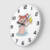 Meisje Badtijd Fun met Rubber Eend en Bubbels Grote Klok (Hoek)