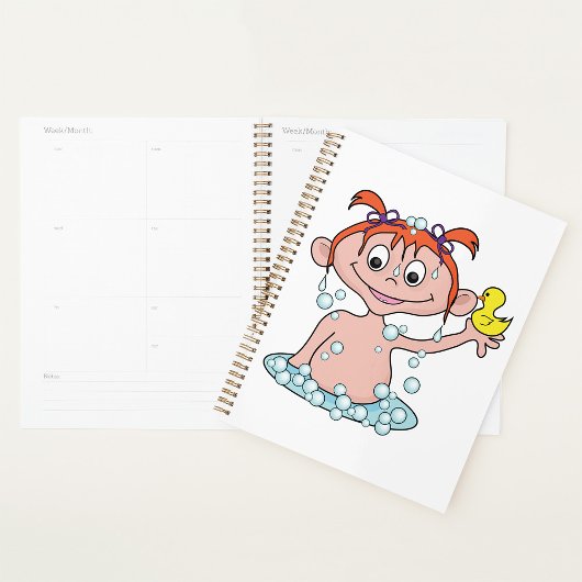 Meisje Badtijd Fun met Rubber Eend en Bubbels Planner