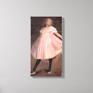 Meisje Ballet Dancer in een Roze Jurk Canvas Afdruk