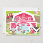 Meisje barnyard uitnodiging - Boerderij Verjaardag (Voorkant)