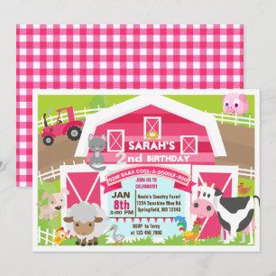 Meisje barnyard uitnodiging - Boerderij Verjaardag
