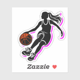 Meisje Basketbal Dribbling Silhouette Sticker