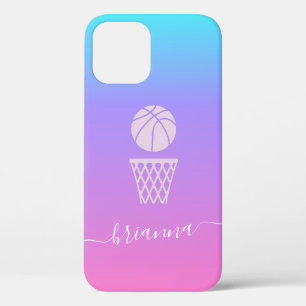 Meisje Basketbal Gepersonaliseerde Naam Basket Bal iPhone 12 Hoesje