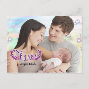 Meisje Bedankt Foto Ansichtkaart Briefkaart