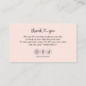Meisje bedankt je hart sociale media Blush roze Visitekaartje (Achterkant)