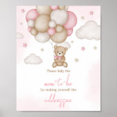 Meisje Beer Ballon Baby shower Envelope Station Poster (Voorkant)