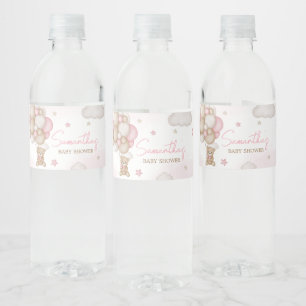 Meisje Beer ballon Baby shower Waterfles Etiket