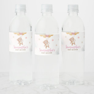Meisje Beer Bearly Wait Baby shower Waterfles Etiket