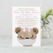 Meisje Beer met Mask Drive Door Baby shower Kaart (Staand voorkant)
