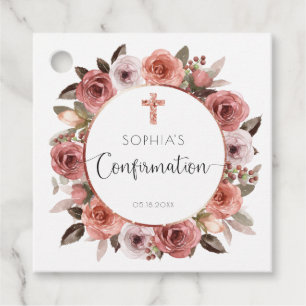 Meisje Bevestiging Roos Goud, Blush Floral Bedankjes Labels