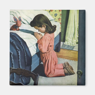 Meisje bidt in Bedtime, het gebed van de Heer Magneet