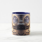 Meisje bidt in maanlicht en door sterrenlicht mok (Midden)