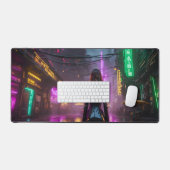 Meisje bij de nachtstad bureaumat (Keyboard & Muis)