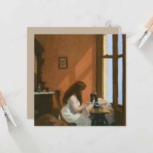 Meisje bij een naaimachine (Edward Hopper) Kaart (Voorkant / Achterkant in situ)