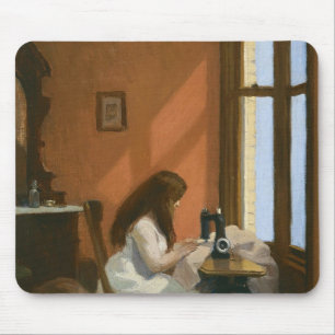 Meisje bij een naaimachine (Edward Hopper) Muismat