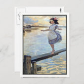  meisje bij strand van Jessie Willcox Smith Briefkaart (Voorkant / Achterkant)