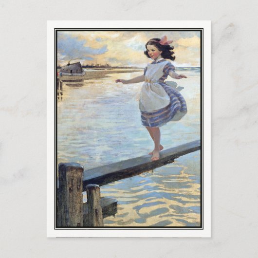  meisje bij strand van Jessie Willcox Smith Briefkaart (Voorkant)