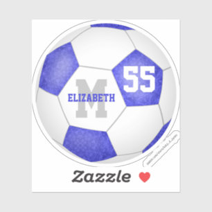 meisje-blauw, gepersonaliseerd voetbal sticker