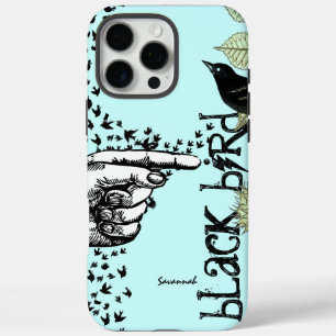 meisje Blauwe Groene Floral Bird iPhone 16 Pro Max Hoesje