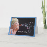 MEISJE BLAZEN BUBBELS VERJAARDAG: TEKENEN