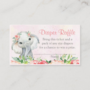 Meisje Bloem Olifant Luier Raffle Tickets