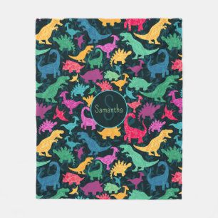 Meisje Bloemen Dinosaurus Silhouet Meisjes Fleece Deken
