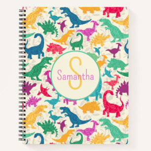 Meisje Bloemen Dinosaurus Silhouet Meisjes Notitieboek