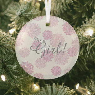 Meisje Bloemen Eenvoudig baby shower Botanische Lu Glas Ornament