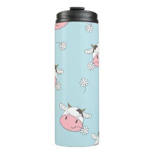Meisje Bloemen: Hand-getrokken Vintage Thermosbeker