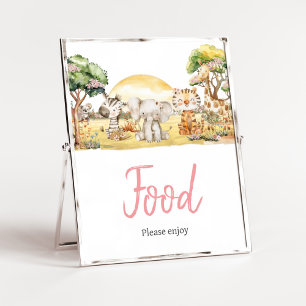 Meisje Bloemen Oerwoud Safari Dieren Baby shower E Poster