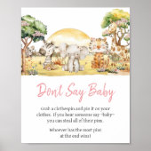 Meisje Bloemen Oerwoud Safari Dieren zeggen niet B Poster (Voorkant)