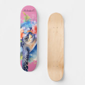  Meisje Bloemen Zee Schildpad Deck Skateboard (Voorkant)